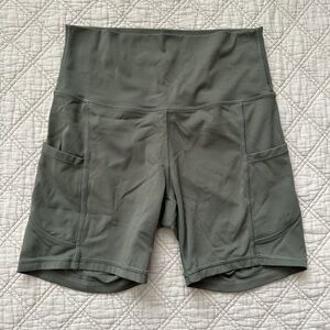 army green mid length spandex short